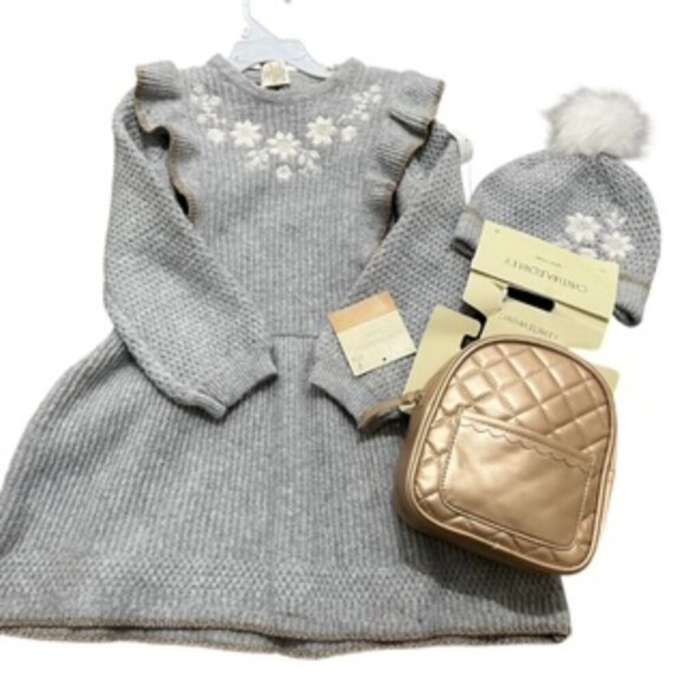 NEW Cynthia Rowley Girls Dress Size 4T Gray Sweater Ruffle Toddler‎